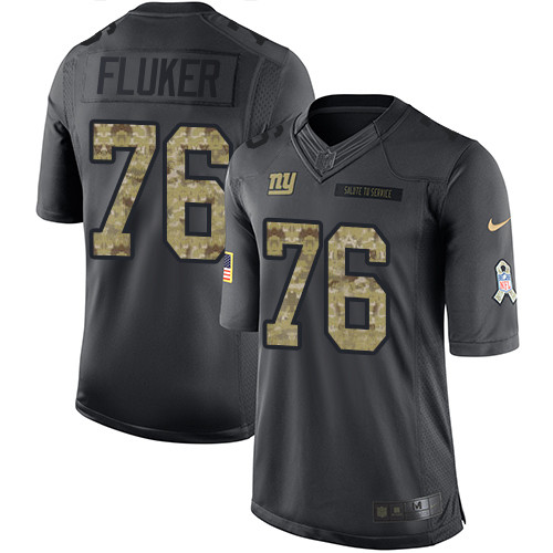 Men's Nike New York Giants #76 D.J. Fluker Limited Black 2016 Salute to Service NFL Jersey