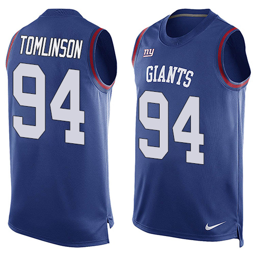Men's Nike New York Giants #94 Dalvin Tomlinson Limited Royal Blue Player Name & Number Tank Top NFL Jersey