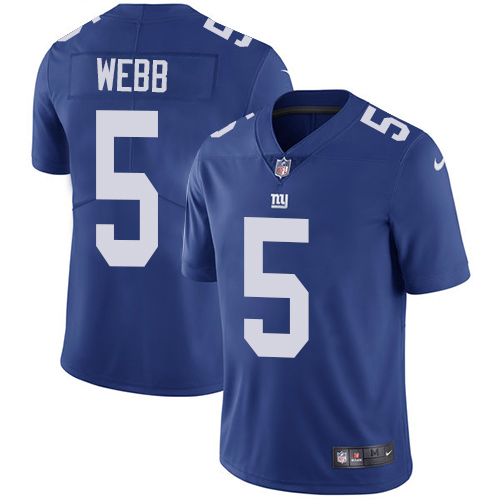Men's Nike New York Giants #5 Davis Webb Royal Blue Team Color Vapor Untouchable Limited Player NFL Jersey