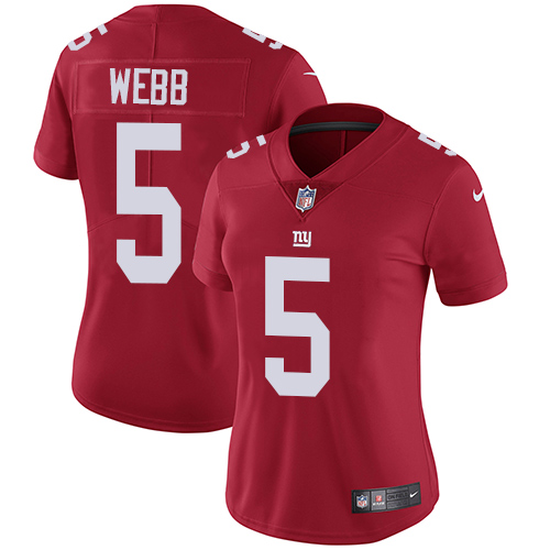 Women's Nike New York Giants #5 Davis Webb Red Alternate Vapor Untouchable Elite Player NFL Jersey