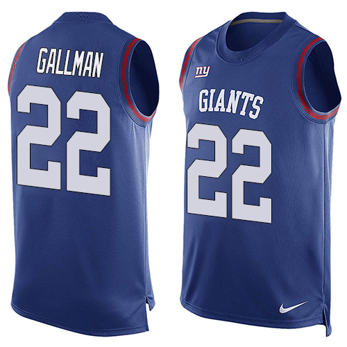 Men's Nike New York Giants #22 Wayne Gallman Limited Royal Blue Player Name & Number Tank Top NFL Jersey