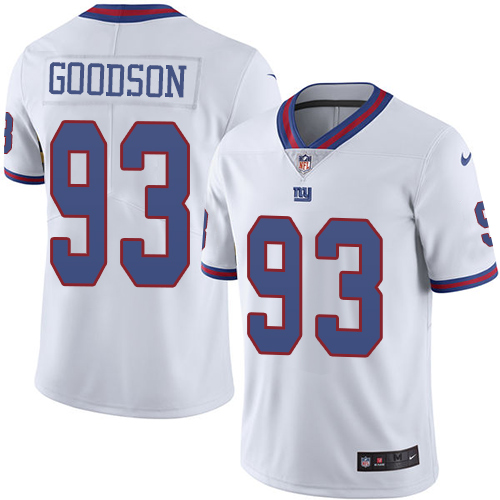Men's Nike New York Giants #93 B.J. Goodson Limited White Rush Vapor Untouchable NFL Jersey
