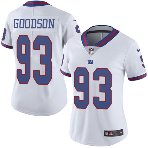 Women's Nike New York Giants #93 B.J. Goodson Limited White Rush Vapor Untouchable NFL Jersey