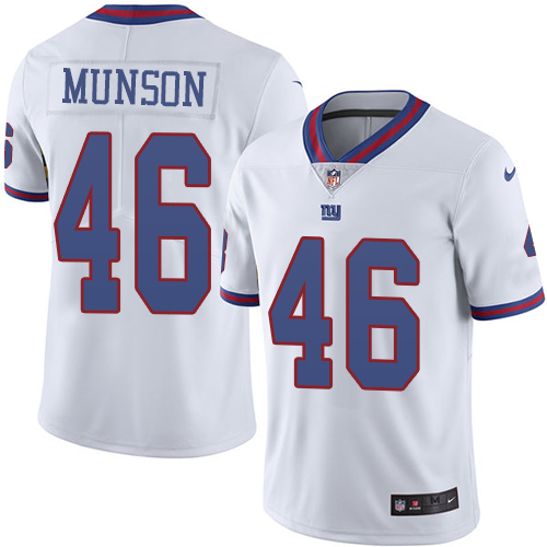 Men's Nike New York Giants #46 Calvin Munson Limited White Rush Vapor Untouchable NFL Jersey