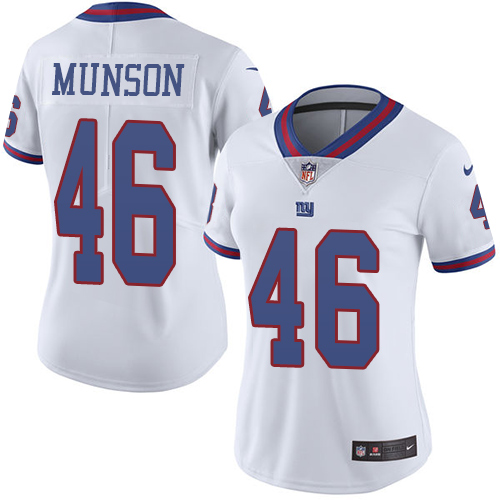 Women's Nike New York Giants #46 Calvin Munson Limited White Rush Vapor Untouchable NFL Jersey