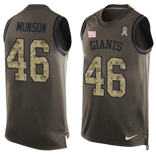 Men's Nike New York Giants #46 Calvin Munson Limited Green Salute to Service Tank Top NFL Jersey