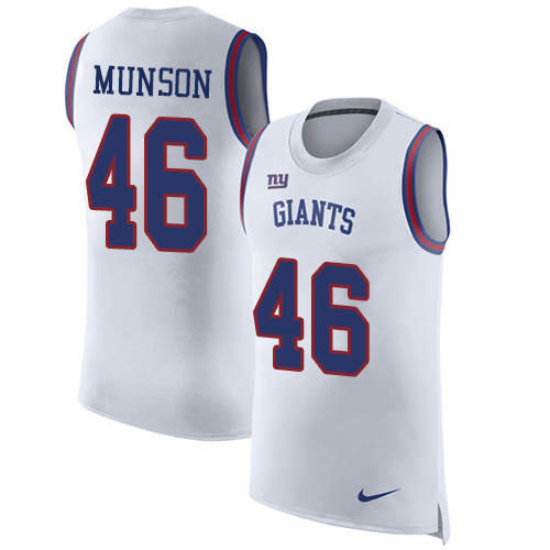 Men's Nike New York Giants #46 Calvin Munson White Rush Player Name & Number Tank Top NFL Jersey