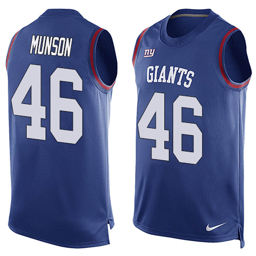 Men's Nike New York Giants #46 Calvin Munson Limited Royal Blue Player Name & Number Tank Top NFL Jersey