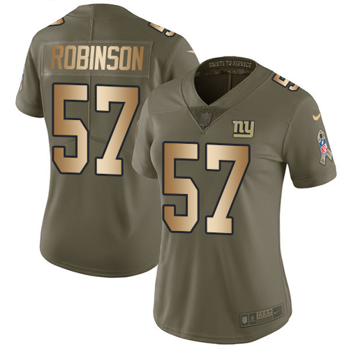 Women's Nike New York Giants #57 Keenan Robinson Limited Olive/Gold 2017 Salute to Service NFL Jersey