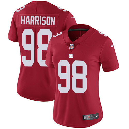 Women's Nike New York Giants #98 Damon Harrison Red Alternate Vapor Untouchable Elite Player NFL Jersey