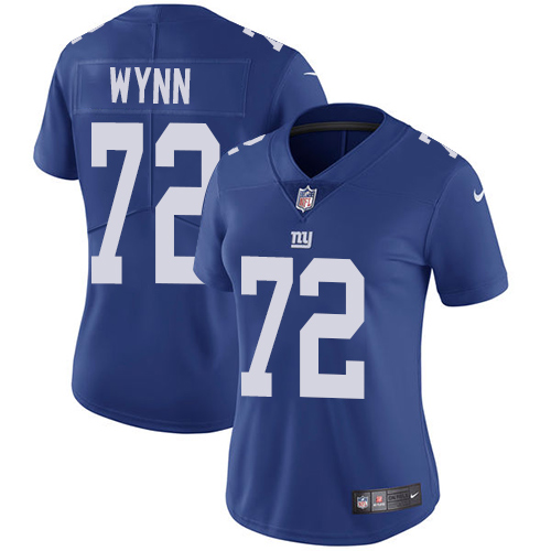 Women's Nike New York Giants #72 Kerry Wynn Royal Blue Team Color Vapor Untouchable Elite Player NFL Jersey