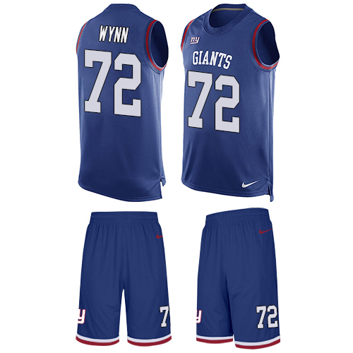 Men's Nike New York Giants #72 Kerry Wynn Limited Royal Blue Tank Top Suit NFL Jersey