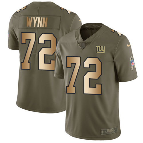 Men's Nike New York Giants #72 Kerry Wynn Limited Olive/Gold 2017 Salute to Service NFL Jersey