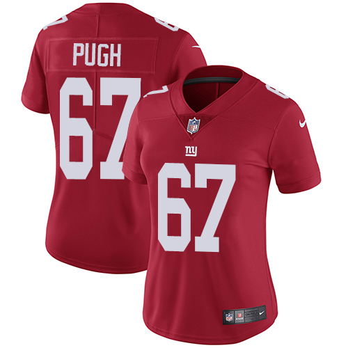 Women's Nike New York Giants #67 Justin Pugh Red Alternate Vapor Untouchable Elite Player NFL Jersey