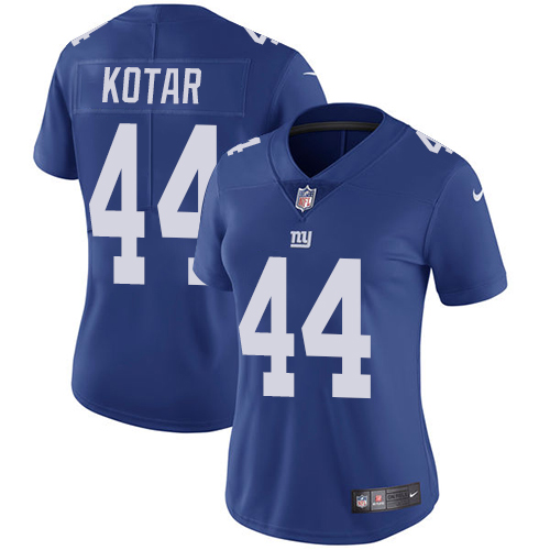 Women's Nike New York Giants #44 Doug Kotar Royal Blue Team Color Vapor Untouchable Limited Player NFL Jersey