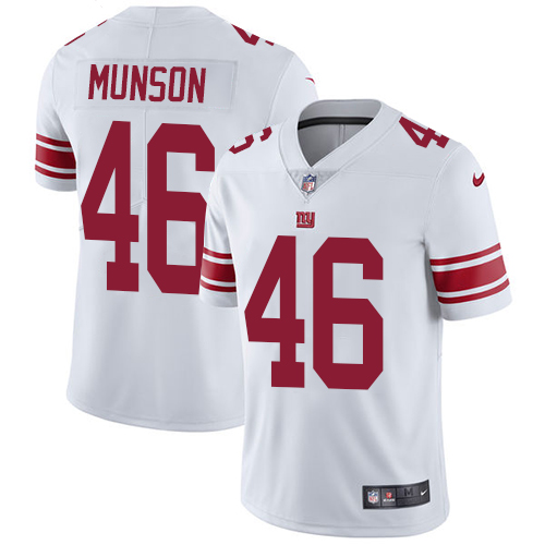 Men's Nike New York Giants #46 Calvin Munson White Vapor Untouchable Limited Player NFL Jersey