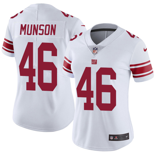 Women's Nike New York Giants #46 Calvin Munson White Vapor Untouchable Elite Player NFL Jersey