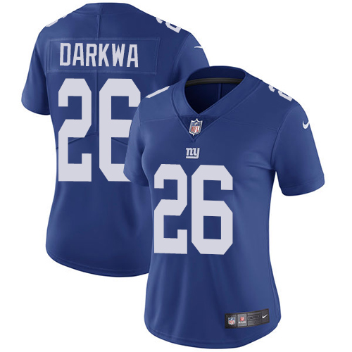 Women's Nike New York Giants #26 Orleans Darkwa Royal Blue Team Color Vapor Untouchable Elite Player NFL Jersey
