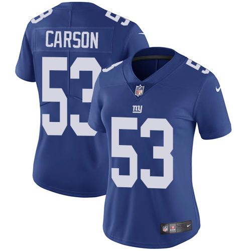 Women's Nike New York Giants #53 Harry Carson Royal Blue Team Color Vapor Untouchable Elite Player NFL Jersey