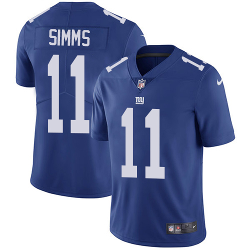 Youth Nike New York Giants #11 Phil Simms Royal Blue Team Color Vapor Untouchable Elite Player NFL Jersey