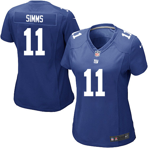 Women's Nike New York Giants #11 Phil Simms Game Royal Blue Team Color NFL Jersey