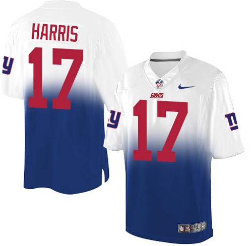 Men's Nike New York Giants #17 Dwayne Harris Elite White/Royal Fadeaway NFL Jersey