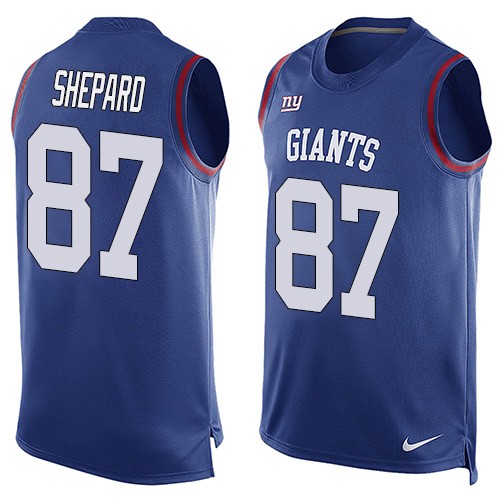 Men's Nike New York Giants #87 Sterling Shepard Limited Royal Blue Player Name & Number Tank Top NFL Jersey