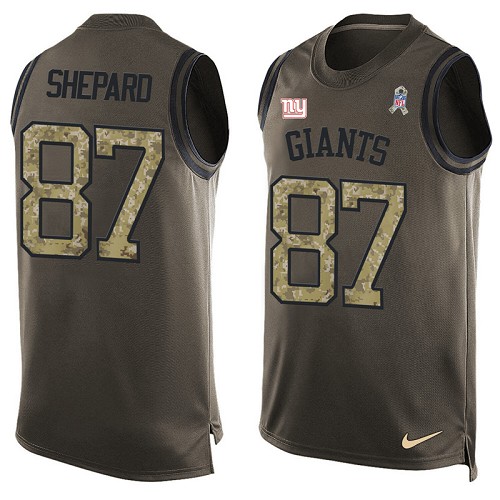 Men's Nike New York Giants #87 Sterling Shepard Limited Green Salute to Service Tank Top NFL Jersey