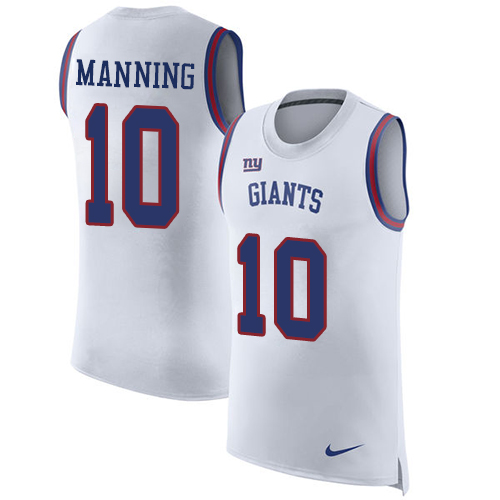 Men's Nike New York Giants #10 Eli Manning White Rush Player Name & Number Tank Top NFL Jersey