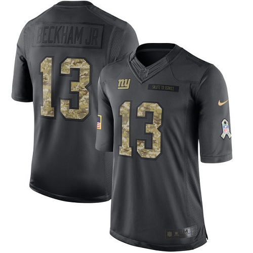 Youth Nike New York Giants #13 Odell Beckham Jr Limited Black 2016 Salute to Service NFL Jersey