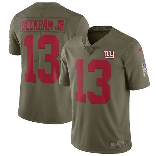 Youth Nike New York Giants #13 Odell Beckham Jr Limited Olive 2017 Salute to Service NFL Jersey