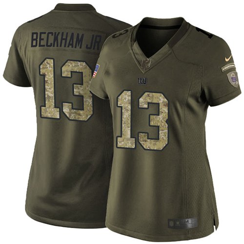 Women's Nike New York Giants #13 Odell Beckham Jr Elite Green Salute to Service NFL Jersey