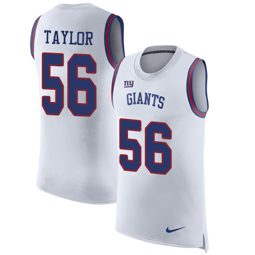 Men's Nike New York Giants #56 Lawrence Taylor White Rush Player Name & Number Tank Top NFL Jersey
