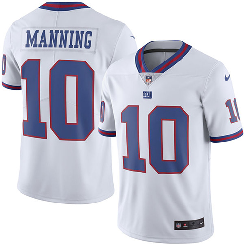 Men's Nike New York Giants #10 Eli Manning Elite White Rush Vapor Untouchable NFL Jersey