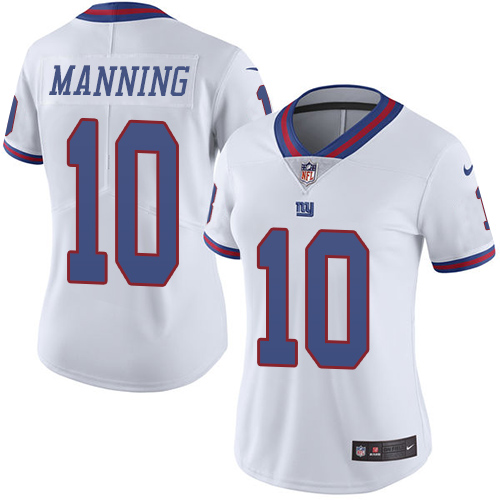 Women's Nike New York Giants #10 Eli Manning Limited White Rush Vapor Untouchable NFL Jersey