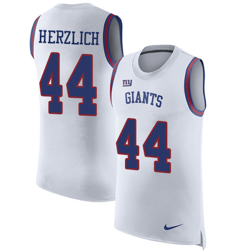 Men's Nike New York Giants #44 Mark Herzlich White Rush Player Name & Number Tank Top NFL Jersey