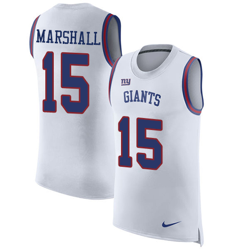 Men's Nike New York Giants #15 Brandon Marshall White Rush Player Name & Number Tank Top NFL Jersey