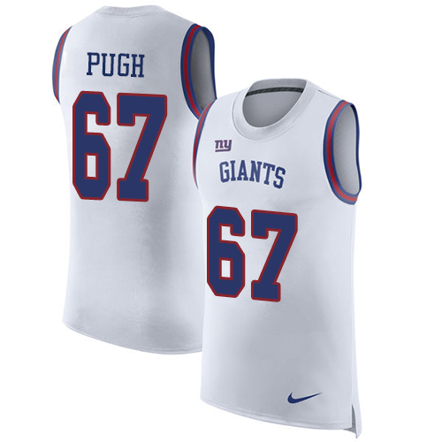 Men's Nike New York Giants #67 Justin Pugh White Rush Player Name & Number Tank Top NFL Jersey