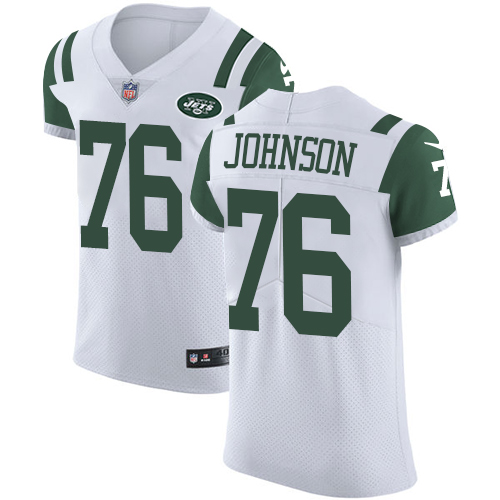Men's Nike New York Jets #76 Wesley Johnson Elite White NFL Jersey