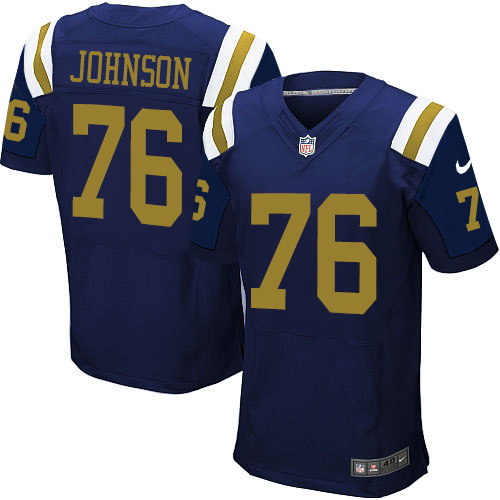 Men's Nike New York Jets #76 Wesley Johnson Elite Navy Blue Alternate NFL Jersey