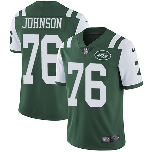 Youth Nike New York Jets #76 Wesley Johnson Green Team Color Vapor Untouchable Elite Player NFL Jersey