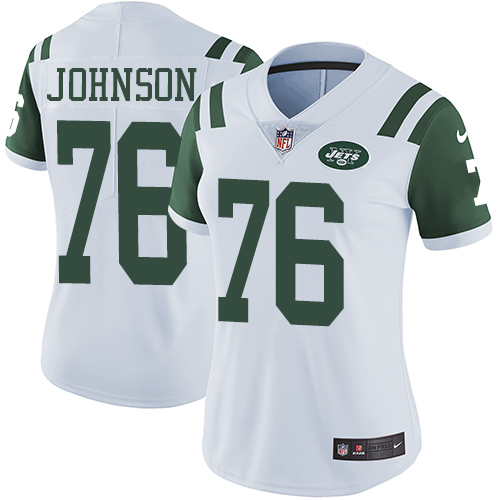 Women's Nike New York Jets #76 Wesley Johnson White Vapor Untouchable Elite Player NFL Jersey