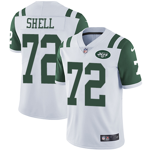 Men's Nike New York Jets #72 Brandon Shell White Vapor Untouchable Limited Player NFL Jersey