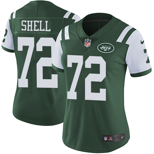 Women's Nike New York Jets #72 Brandon Shell Green Team Color Vapor Untouchable Limited Player NFL Jersey