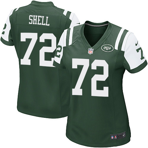 Women's Nike New York Jets #72 Brandon Shell Game Green Team Color NFL Jersey