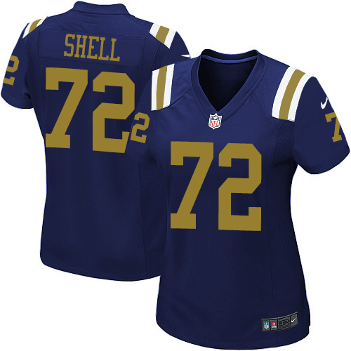 Women's Nike New York Jets #72 Brandon Shell Elite Navy Blue Alternate NFL Jersey