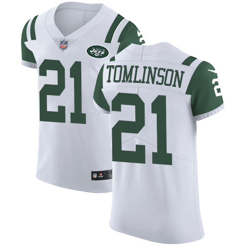 Men's Nike New York Jets #21 LaDainian Tomlinson Elite White NFL Jersey