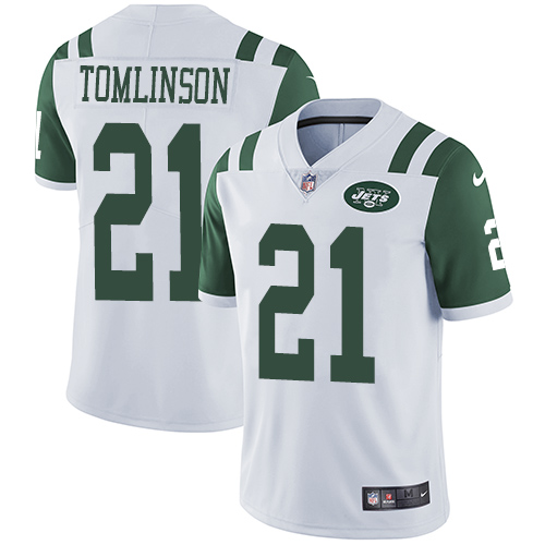 Men's Nike New York Jets #21 LaDainian Tomlinson White Vapor Untouchable Limited Player NFL Jersey