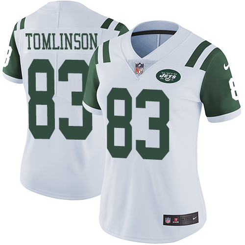 Women's Nike New York Jets #83 Eric Tomlinson White Vapor Untouchable Limited Player NFL Jersey