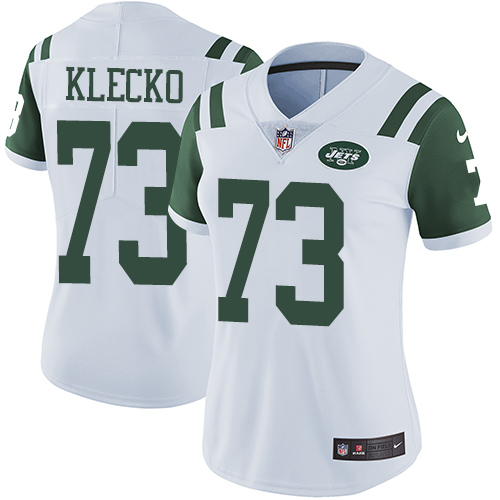 Women's Nike New York Jets #73 Joe Klecko White Vapor Untouchable Elite Player NFL Jersey